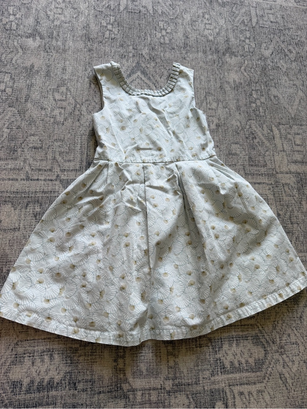 Cream Floral Sleeveless Girls' Day Dress
